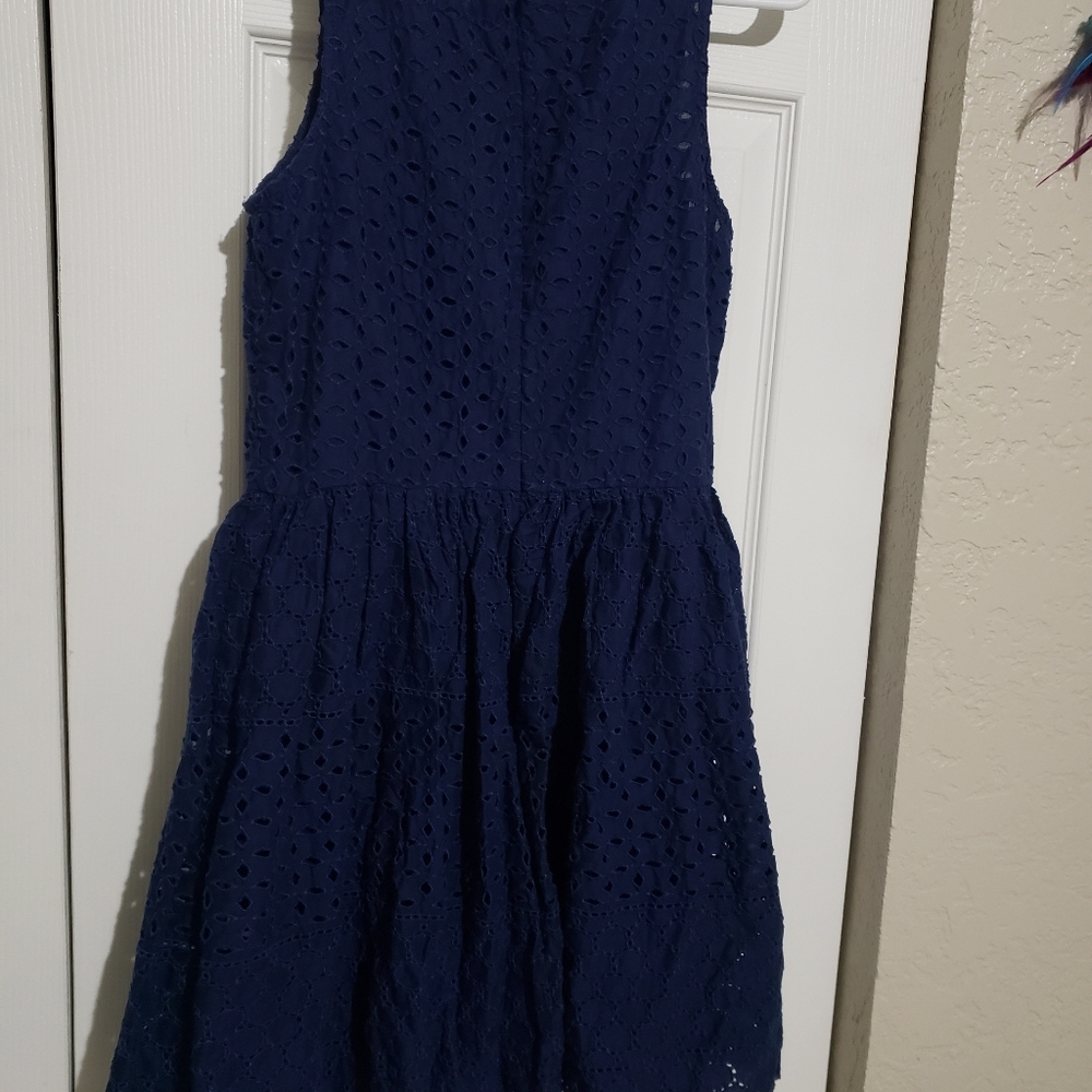 Sleeveless Navy Eyelet Dress Teadress Sundress